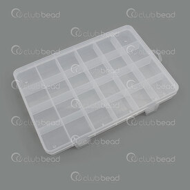 2001-0224 - Plastic Organiser Box 24 Compartments 3x3x2cm Clear 19x13x2cm 1pc 2001-0224,2001-0,montreal, quebec, canada, beads, wholesale