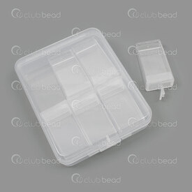 2001-0226 - Plastique Boite de Rangement 11.5x9x3cm avec Contenant Distributeur (6) 51x26x12mm Clair 1pc 2001-0226,Boîtes,montreal, quebec, canada, beads, wholesale