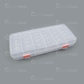 2001-0270-2 - Plastic Storage Box 18.5x8.5x3.5cm with set (5) of Screw-on Jars (5) 23x12.5mm inner 7.5x2.5cm Clear 1Box 2001-0270-2,Boxes,montreal, quebec, canada, beads, wholesale