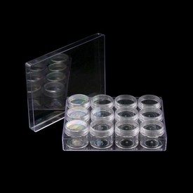 2001-0272 - Plastic Organiser Box 12 Screwing Jars Clear 16X12X4cm 1pc 2001-0272,2001-0,Plastic,Plastic,Plastic,Organiser Box,12 Screwing Jars,Clear,16X12X4cm,1pc,China,montreal, quebec, canada, beads, wholesale