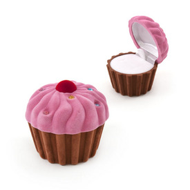 *2001-0394 - Velvet Ring Box Muffin Pink 57x62mm 5pcs *2001-0394,boite velours,montreal, quebec, canada, beads, wholesale