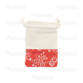 2001-0432 - DO NOT USE Fabrics Bag Hand Made Beige With Red Patch 10x13cm 5pcs 2001-0432,Bags,montreal, quebec, canada, beads, wholesale