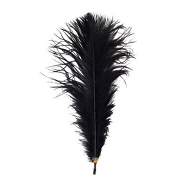 2501-0212-02 - Feather Ostrich Black 14-16'' 1pc 2501-0212-02,autruche,montreal, quebec, canada, beads, wholesale