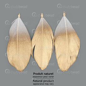 2501-0272-02GL - Feather Duck White with Gold Spray 7-9cm With Gold Connector 10pcs 2501-0272-02GL,connecteur,montreal, quebec, canada, beads, wholesale