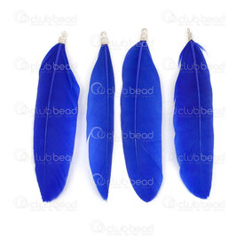 2501-0350-06WH - Plume Canard Bleu cobalt 7-9cm Avec Connecteur Nickel 20pcs 2501-0350-06WH,classic,montreal, quebec, canada, beads, wholesale