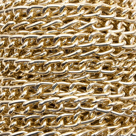 2601-0601-12 - Aluminium Curb Chain 9.7x5.9mm Light Gold 10m Spool 2601-0601-12,Curb chain,montreal, quebec, canada, beads, wholesale