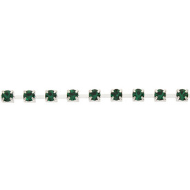 2601-0800-08 - Rhinestone Silver Chain Square Base SS14 Emerald 5m Roll 2601-0800-08,montreal, quebec, canada, beads, wholesale
