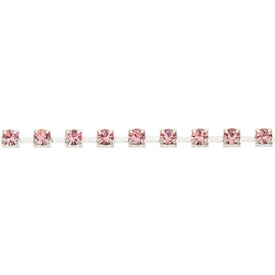 2601-0900-10 - Rhinestone Silver Chain Square Base SS14 Light Rose 1m 2601-0900-10,montreal, quebec, canada, beads, wholesale