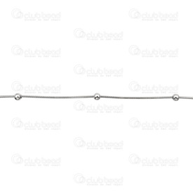 2601-1008-02 - Stainless Steel 304 Round Snake Chain 1.2mm With 4mm Beads Natural 5m Roll 2601-1008-02,Stainless Steel 304,Round Snake,Chain,With 4mm Beads,1.2mm,Natural,5m Roll,China,montreal, quebec, canada, beads, wholesale