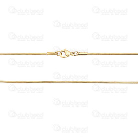 2601-1209-18-GL - Stainless Steel 304 Snake Chain 1.2mm Necklace 18" (45.7cm) Gold 1pc 2601-1209-18-GL,Chains,Necklace with clasp,Stainless Steel 304,Snake,Chain,Necklace,18" (45.7cm),1.2mm,Gold,1pc,China,montreal, quebec, canada, beads, wholesale