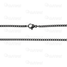 2602-0122-B - Stainless Steel 304 Venetian Box Chain 2mm Necklace 22" (55.8cm) Black 1 pc 2602-0122-B,2602-,Black,Stainless Steel 304,Venetian Box,Chain,Necklace,22" (55.8cm),2mm,Black,1 pc,China,montreal, quebec, canada, beads, wholesale