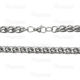 2602-0422-N - Stainless Steel 304 Spiga Chain 8mm Necklace 22" (55.8cm) Natural 1 pc 2602-0422-N,Stainless Steel Clasp,22" (55.8cm),Stainless Steel 304,Spiga,Chain,Necklace,22" (55.8cm),8mm,Natural,1 pc,China,montreal, quebec, canada, beads, wholesale