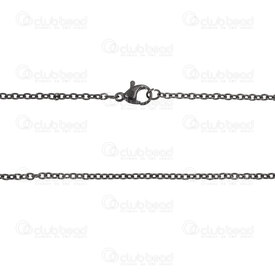 2602-0818-BN - Stainless Steel 304 Cable Chain 2mm Necklace 18" (45cm) Black 1 pc 2602-0818-BN,Chains,Stainless Steel ,montreal, quebec, canada, beads, wholesale