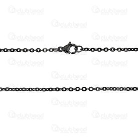 2602-0820-B - Stainless Steel 304 Mirror Cable Chain 2.5x2mm Necklace 20" (50.8cm) Black 1pc 2602-0820-B,1pc,Stainless Steel 304,Mirror Cable,Chain,Necklace,20" (50.8cm),2.5x2mm,Black,1pc,China,montreal, quebec, canada, beads, wholesale