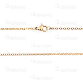 2602-0820-GL - Stainless Steel 304 Cable Chain 2mm Necklace 20" (50.8cm) Gold 1pc 2602-0820-GL,2602-,Cable,Stainless Steel 304,Cable,Chain,Necklace,20" (50.8cm),2mm,Gold,1pc,China,montreal, quebec, canada, beads, wholesale
