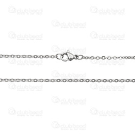 2602-0820-N - Stainless Steel 304 Cable Chain 2mm Necklace 20" (50.8cm) Natural 1 pc 2602-0820-N,acier fermoir,1 pc,Stainless Steel 304,Cable,Chain,Necklace,20" (50.8cm),2mm,Natural,1 pc,China,montreal, quebec, canada, beads, wholesale