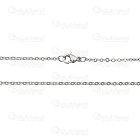 2602-0824-N - Stainless Steel 304 Flat Cable Chain 2mm Necklace 24" (60.9cm) Natural 1pc 2602-0824-N,Chains,Stainless Steel 304,Flat Cable,Chain,Necklace,24" (60.9cm),2mm,Natural,1pc,China,montreal, quebec, canada, beads, wholesale