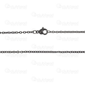 2602-0830-B - Stainless Steel 304 Flat Cable Chain 2mm Necklace 30" (76.2cm) Black 1pc 2602-0830-B,Chains,montreal, quebec, canada, beads, wholesale