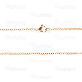 2602-0830-GL - Stainless Steel 304 Flat Cable Chain 2mm Necklace 30" (76.2cm) Gold Plated 1pc 2602-0830-GL,Chains,montreal, quebec, canada, beads, wholesale