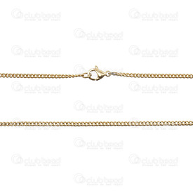2602-0918-GL - Stainless Steel 304 Curb Chain 2mm Necklace 18" (45.7cm) Gold 1pc 2602-0918-GL,1pc,18" (45.7cm),Stainless Steel 304,Curb,Chain,Necklace,18" (45.7cm),2mm,Gold,1pc,China,montreal, quebec, canada, beads, wholesale