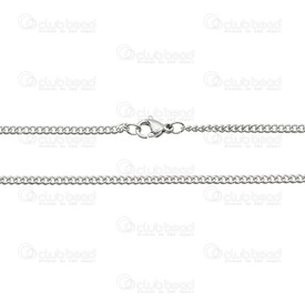 2602-0918-N - Stainless Steel 304 Curb Chain 2mm Necklace 18" (45.7cm) Natural 1 pc 2602-0918-N,Necklace,1 pc,Stainless Steel 304,Curb,Chain,Necklace,18" (45.7cm),2mm,Natural,1 pc,China,montreal, quebec, canada, beads, wholesale