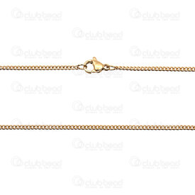 2602-0922-GL - Stainless Steel 304 Curb Chain 2mm Soldered Necklace 22in (55cm) Gold Plated 1pc 2602-0922-GL,OS,montreal, quebec, canada, beads, wholesale