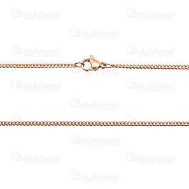 2602-0930-RGL - Chaîne Gourmette Acier Inoxydable 304 2mm Collier 30" (76.2cm) Or Rose 1pc 2602-0930-RGL,Fermoir collier or,Stainless Steel 304,Gourmette,Chaîne,Collier,30" (76.2cm),2mm,Rose Gold,1pc,Chine,montreal, quebec, canada, beads, wholesale