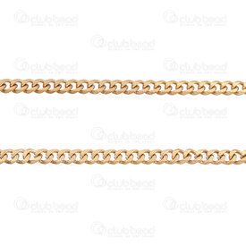 2602-1005-3.8GL - Stainless Steel 304 Curb Chain Diamond Cut 3.8x4.5x0.8mm Unsoldered Gold Plated 5m Roll 2602-1005-3.8GL,montreal, quebec, canada, beads, wholesale