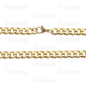 2602-1020-G - Stainless Steel Curb Chain 6mm Necklace 20'' Gold 1 pc 2602-1020-G,Chains,Stainless Steel,Curb,Chain,Necklace,20'',6mm,Gold,1 pc,montreal, quebec, canada, beads, wholesale