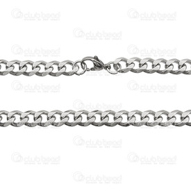 2602-1020-N - Stainless Steel Curb Chain 6mm Necklace 20'' Natural 1 pc 2602-1020-N,Chains,Stainless Steel,Curb,Chain,Necklace,20'',6mm,Natural,2 pc,montreal, quebec, canada, beads, wholesale