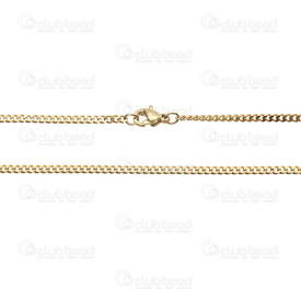 2602-1118-G - Stainless Steel 304 Curb Chain 2.5mm Necklace 18" (45.7cm) Gold 1 pc 2602-1118-G,Inoxydable 304,1 pc,Stainless Steel 304,Curb,Chain,Necklace,18" (45.7cm),2.5mm,Gold,1 pc,China,montreal, quebec, canada, beads, wholesale