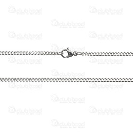 2602-1118-N - Stainless Steel 304 Curb Chain 2.5mm Necklace 18" (45.7cm) Natural 1 pc 2602-1118-N,Fermoir collier or,18" (45.7cm),Stainless Steel 304,Curb,Chain,Necklace,18" (45.7cm),2.5mm,Natural,1 pc,China,montreal, quebec, canada, beads, wholesale
