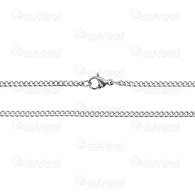 2602-1120-N - Stainless Steel 304 Curb Chain 2.5mm Necklace 20" (50.8cm) Natural 1 pc 2602-1120-N,Stainless steel,1 pc,Stainless Steel 304,Curb,Chain,Necklace,20" (50.8cm),2.5mm,Natural,1 pc,China,montreal, quebec, canada, beads, wholesale