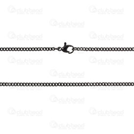 2602-1124-B - Stainless Steel 304 Curb Chain Diamond Cut 2x3x0.55mm Unsoldered Necklace 24" (60cm) Black 1 pc 2602-1124-B,Chains,Stainless Steel ,montreal, quebec, canada, beads, wholesale