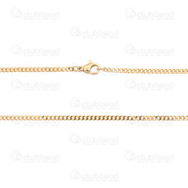 2602-1124-GL - Stainless Steel 304 Curb Chain Diamond Cut 2x3x0.55mm Unsoldered Necklace 24" (60cm) Gold 1 pc 2602-1124-GL,Chains,montreal, quebec, canada, beads, wholesale