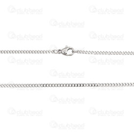 2602-1124-N - Stainless Steel 304 Curb Chain Diamond Cut 2x3x0.55mm Unsoldered Necklace 24" (60cm) Natural 1 pc 2602-1124-N,Chains,montreal, quebec, canada, beads, wholesale