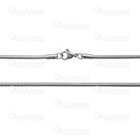 2602-1220-N - Stainless Steel Snake Chain 2.4mm Necklace 20'' Natural 1 pc 2602-1220-N,Chains,Stainless Steel,Snake,Chain,Necklace,20'',2.4mm,Natural,1 pc,montreal, quebec, canada, beads, wholesale