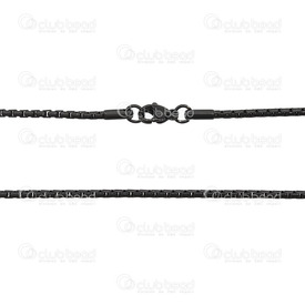 2602-1422-B - Stainless Steel Venetian Box Chain 2mm Necklace 22" Black 1 pc 2602-1422-B,Stainless Steel,Venetian Box,Chain,Necklace,22",2mm,Black,1 pc,montreal, quebec, canada, beads, wholesale