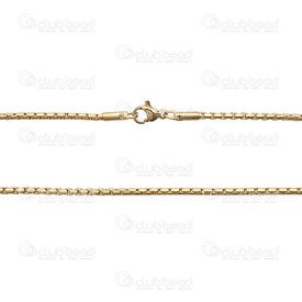 2602-1422-G - Stainless Steel Venetian Box Chain 2mm Necklace 22" Gold 1 pc 2602-1422-G,Chains,Stainless Steel,Venetian Box,Chain,Necklace,22",2mm,Gold,1 pc,montreal, quebec, canada, beads, wholesale