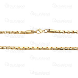 2602-1424-G - Stainless Steel Venetian Box Chain 3.5mm Necklace 24'' Gold 1 pc 2602-1424-G,Stainless Steel,Venetian Box,Chain,Necklace,24'',3.5mm,Gold,1 pc,montreal, quebec, canada, beads, wholesale