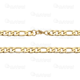 2602-1520-G - Stainless Steel Figaro Chain 8mm Necklace 20'' Gold 1 pc 2602-1520-G,Chains,Stainless Steel,Figaro,Chain,Necklace,20'',8mm,Gold,1 pc,montreal, quebec, canada, beads, wholesale