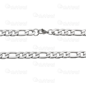 2602-1520-N - Stainless Steel Figaro Chain 8mm Necklace 20'' Natural 1 pc 2602-1520-N,Clearance by Category,Chains,Stainless Steel,Figaro,Chain,Necklace,20'',10mm,Natural,1 pc,montreal, quebec, canada, beads, wholesale