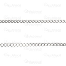 2602-2005-N3.6 - Stainless Steel Curb Chain 3.6x5x0.8mm Sold Link Natural 5m roll 2602-2005-N3.6,chaine de gourmette,montreal, quebec, canada, beads, wholesale