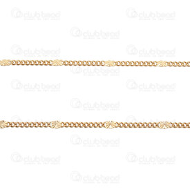 2602-2105-GL1.8S - Stainless Steel 304 Curb Chain 1.8x2.2x0.5mm with Star Link Round 2mm Soldered Gold Plated 5m Roll 2602-2105-GL1.8S,acier inoxydable chain,montreal, quebec, canada, beads, wholesale