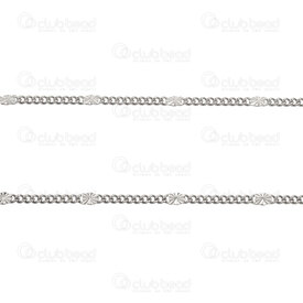 2602-2110-N1.8S - Stainless Steel 304 Curb Chain 1.8x2.2x0.5mm with Star Link Round 2mm Soldered Natural 10m Roll 2602-2110-N1.8S,stainless steel link,montreal, quebec, canada, beads, wholesale