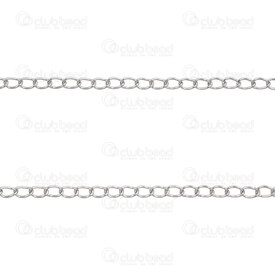 2602-2110-N1.90.4 - Stainless Steel 304 Curb Chain 1.9x3x0.4mm Soldered Natural 10m Roll 2602-2110-N1.90.4,Chains,montreal, quebec, canada, beads, wholesale