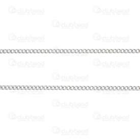 2602-2110-N2.2 - Chaîne Gourmette Acier Inoxydable 2.2x3x0.6mm Non Soude Naturel Rouleau de 10m 2602-2110-N2.2,chaine de gourmette,montreal, quebec, canada, beads, wholesale