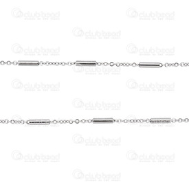 2602-2305-N2.2 - Stainless Steel 304 Cable Chain With Tube beads 2.2mm Tube 0.4mm Natural 5m Roll 2602-2305-N2.2,5m Roll,Stainless Steel 304,Cable,Chain,With Tube beads,2.2mm,Tube 0.4mm,Natural,5m Roll,China,montreal, quebec, canada, beads, wholesale