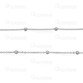 2602-2505-04 - Stainless Steel Bead Chain 4mm Cable Alternate 2.5x2mm 0.5mm wire Natural 5m roll 2602-2505-04,Chains,montreal, quebec, canada, beads, wholesale