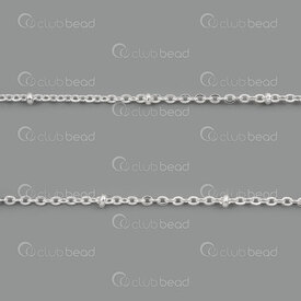 2602-2505-1.6SL - Stainless Steel 304 Cable Satelite Chain 1.5x2x0.4mm Soldered Link Inner Diameter 0.8mm with 2mm Bead Silver Color 5m Roll 2602-2505-1.6SL, acier inoxydable chaine,montreal, quebec, canada, beads, wholesale